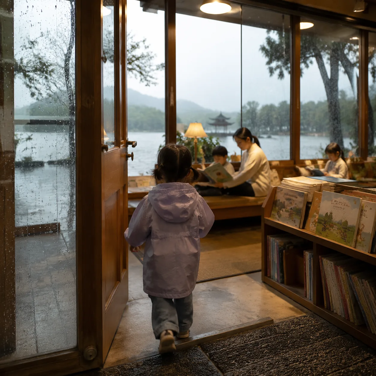 杭州下雨的下午，孩子第一次主动找陌生小朋友一起玩