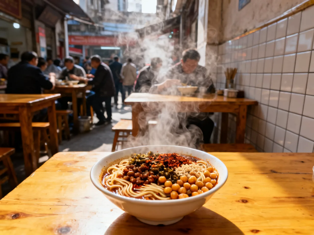 清晨六点半的重庆小面店，我靠一碗豌杂面听懂了这座城