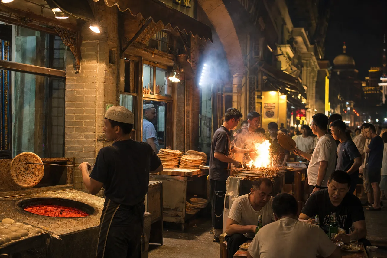 乌鲁木齐老街的灯一亮，孜然和人声就把夜晚烤热了