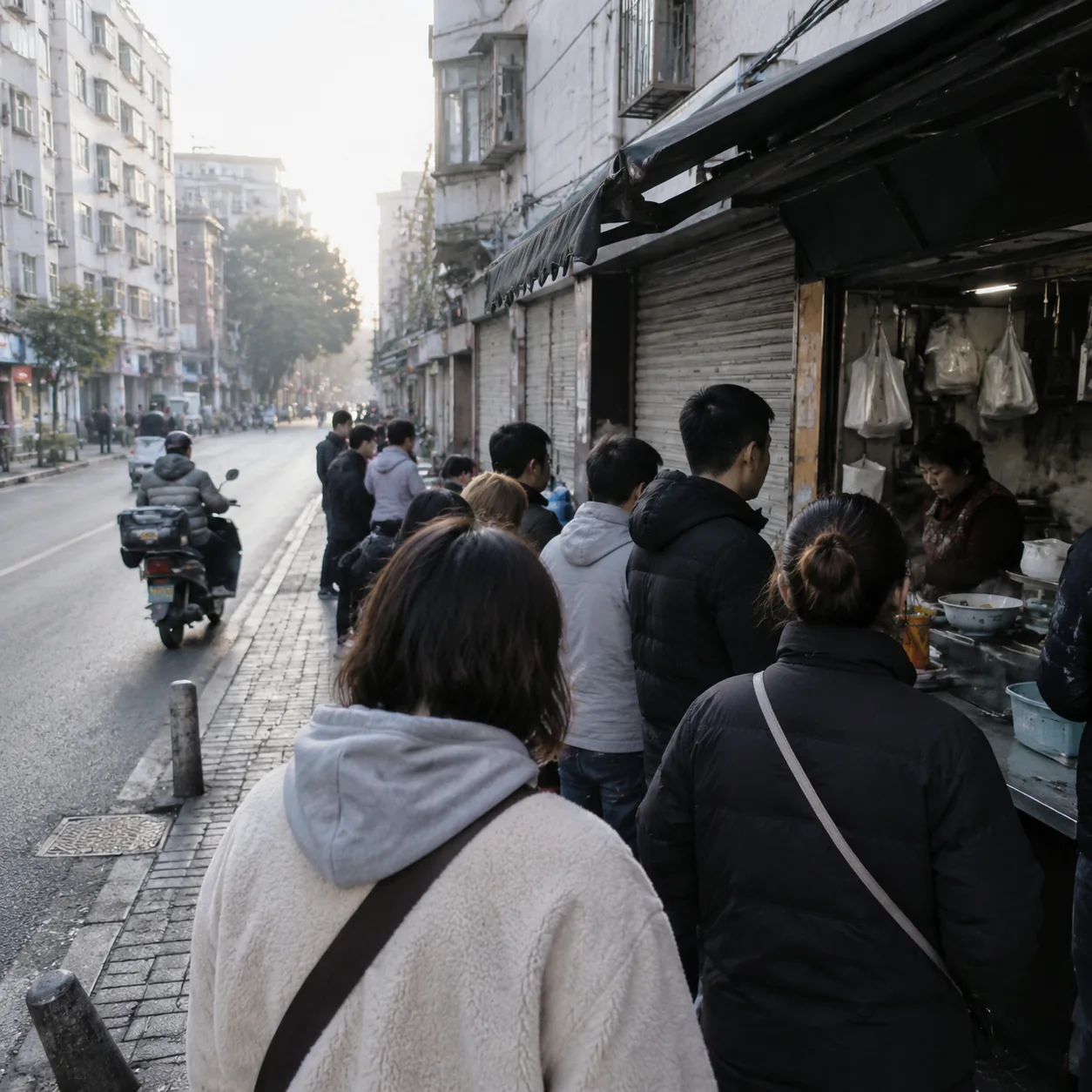 武汉热干面摊前的队伍，让我学会看城市的脾气