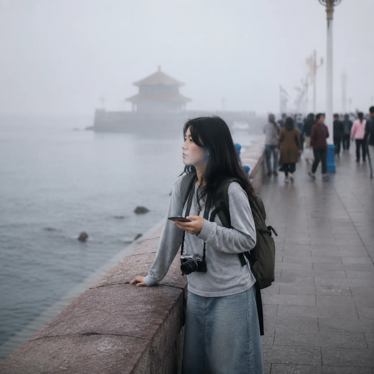 青岛海边的雾气，让我把拍照计划改成了散步计划
