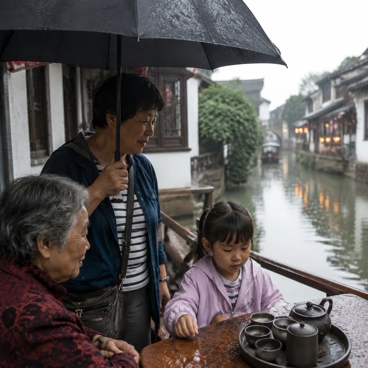我们一家在上海去朱家角的五月雨天里学会，短途旅行也能像长假一样松弛