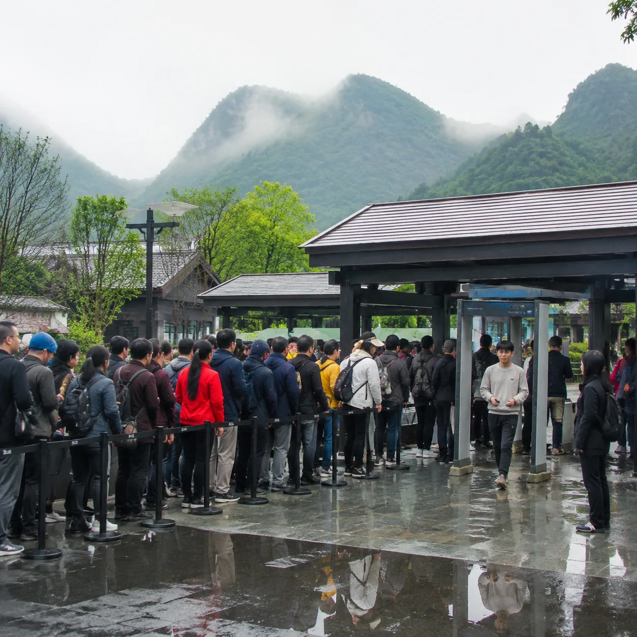Security Lines at Chinese Scenic Spots Have Their Own Rhythm