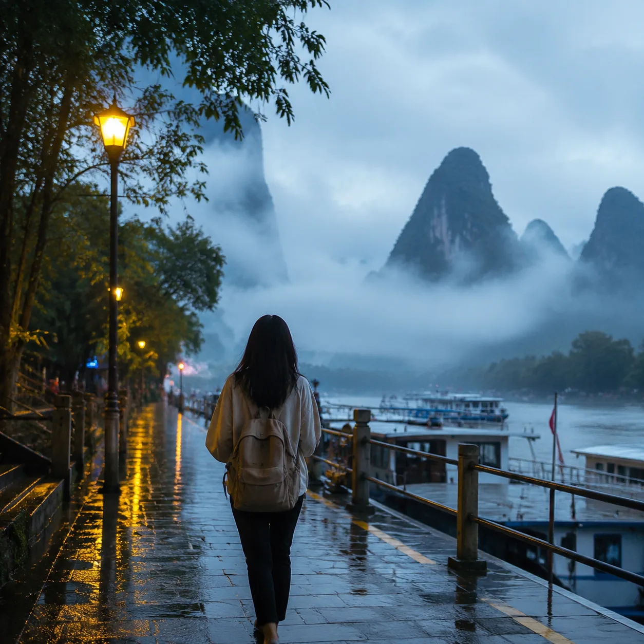 桂林码头清晨的雾，教我别把山水只当背景